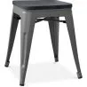 Buy Stylix stool - 46cm - Metal and dark wood Dark grey 59691