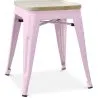 Buy Stylix stool - Metal and Light Wood  - 45cm Pastel pink 59692