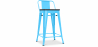 Buy Industrial Design Bar Stool with Backrest - Wood & Steel - 60 cm - Stylix Turquoise 59117 - in the UK