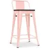 Buy Tolix stool wooden and small backrest - 60cm Pastel orange 59117