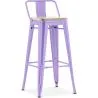 Buy Stylix bar stool with small backrest - 76 cm - Metal and Light Wood Pastel purple 59694