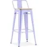 Buy Stylix bar stool with small backrest - 76 cm - Metal and Light Wood Lavander 59694