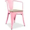 Buy Stylix Chair with Armrest - Metal and Light Wood Pink 59711