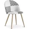 Buy Dining Chair Accent Patchwork Upholstered Scandi Retro Design Wooden Legs - Evelyne Sam White / Black 59937