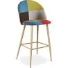 Buy Patchwork Upholstered Bar Stool Scandinavian Design with Metal Legs - Evelyne Simona Multicolour 59944