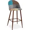 Buy Patchwork Upholstered Bar Stool Scandinavian Design with Dark Metal Legs - Evelyne Patty Multicolour 59948
