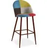 Buy Patchwork Upholstered Bar Stool Scandinavian Design with Dark Metal Legs - Evelyne Simona Multicolour 59949