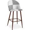 Buy Patchwork Upholstered Bar Stool Scandinavian Design with Dark Metal Legs - Evelyne Sam White / Black 59952