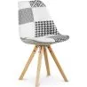 Buy Dining Chair Denisse Upholstered Scandi Design Wooden Legs Premium - Patchwork Sam White / Black 59964