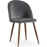 Buy Dining Chair Accent Velvet Upholstered Scandi Retro Design Dark Wooden Legs - Evelyne Dark grey 59991