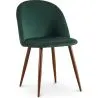 Buy Dining Chair Accent Velvet Upholstered Scandi Retro Design Dark Wooden Legs - Evelyne Dark green 59991