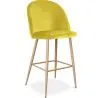 Buy Velvet Upholstered Bar Stool Scandinavian Design with Metal Legs - Evelyne Yellow 59992