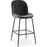 Buy Backrest Stool - Velvet Upholstered - Retro Design - 73cm - Elias Dark grey 59997