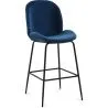 Buy Backrest Stool - Velvet Upholstered - Retro Design - 73cm - Elias Dark blue 59997