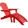 Buy Deck Chair with Footrest - Wooden Garden Chair - Adirondack Red 60009