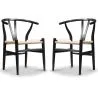 Buy Pack of 2 Dining chair Wish Scandi Style Premium Design Wooden Cord Seat Black 60062