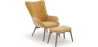 Buy Armchair with Footrest - Upholstered in Velvet - Scandinavian Style - Huda Yellow 60097 - in the UK