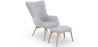 Buy  Armchair with Footrest - Upholstered in Linen - Huda Light grey 60084 - in the UK