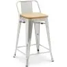 Buy Bar stool with small backrest Tolix Style industrial design Metal and Light Wood - 60 cm - New Edition Steel 60125