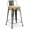 Buy Bar stool with small backrest Tolix Style industrial design Metal and Light Wood - 60 cm - New Edition Industriel 60125