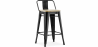 Buy Bar Stool with Backrest - Industrial Design - Wood & Steel - 60cm - New Edition - Stylix Black 60125 in the United Kingdom