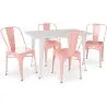 Buy Dining Table + X4 Dining Chairs Set - Bistrot Style Industrial design Metal - New Edition Pastel orange 60129