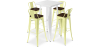 Buy White Table and 4 Industrial Design Bar Stools Pack - Bistrot Stylix Pastel yellow 60130 - prices