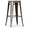 Buy Bar stool Tolix Style industrial design Metal and Dark Wood - 76 cm - New Edition Metallic bronze 60137