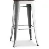Buy Bar stool Tolix Style industrial design Metal and Dark Wood - 76 cm - New Edition Steel 60137