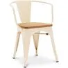 Buy Dining Chair with armrest Tolix Style industrial design Metal and Light Wood - New Edition Cream 60143