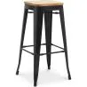 Buy Bar stool Tolix Style industrial design Metal and Light Wood - 76 cm - New Edition Black 60144