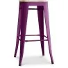 Buy Bar stool Tolix Style industrial design Metal and Light Wood - 76 cm - New Edition Purple 60144