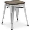 Buy Stool Tolix Style Industrial Design Metal and Dark Wood - 45 cm - New Edition Steel 60145