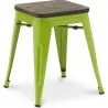 Buy Stool Tolix Style Industrial Design Metal and Dark Wood - 45 cm - New Edition Light green 60145