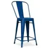 Buy Bar stool with backrest Tolix Style industrial design Metal - 60 cm - New Edition Dark blue 60146