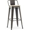 Bar Stool with Backrest - Industrial Design - Wood & Steel - 76cm - New Edition - Stylix image 9