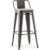 Buy Bar stool with small backrest Tolix Style industrial design Metal and Light Wood - 76 cm - New Edition Metallic bronze 60152