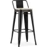 Bar Stool with Backrest - Industrial Design - Wood & Steel - 76cm - New Edition - Stylix image 9
