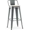 Bar Stool with Backrest - Industrial Design - Wood & Steel - 76cm - New Edition - Stylix image 9