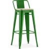 Bar Stool with Backrest - Industrial Design - Wood & Steel - 76cm - New Edition - Stylix image 9