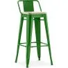 Bar Stool with Backrest - Industrial Design - Wood & Steel - 76cm - New Edition - Stylix image 9