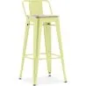 Bar Stool with Backrest - Industrial Design - Wood & Steel - 76cm - New Edition - Stylix image 9