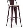Buy Bar stool with small backrest Tolix Style industrial design Metal and Light Wood - 76 cm - New Edition Bronze 60152