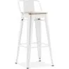 Bar Stool with Backrest - Industrial Design - Wood & Steel - 76cm - New Edition - Stylix image 9