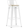 Buy Bar stool with small backrest Tolix Style industrial design Metal and Light Wood - 76 cm - New Edition White 60152