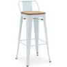 Bar Stool with Backrest - Industrial Design - Wood & Steel - 76cm - New Edition - Stylix image 9
