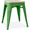 Buy Stool Tolix Style Industrial Design Metal and Light Wood - 45 cm - New Edition Green 60153