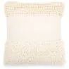 Buy Square Cushion in Boho Bali Style, Cotton & Wool, cover + filling - Mantra White 60188