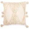 Buy Square Cotton Cushion in Boho Bali Style, cover + filling - Leano White 60216
