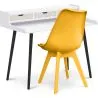 Buy Wooden Desk Set - Scandinavian Design - Thora + Dining Chair - Scandinavian Design - Denisse Yellow 60114